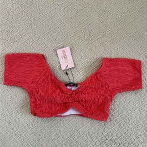 Missguided Orange Crinkle Bikini Top